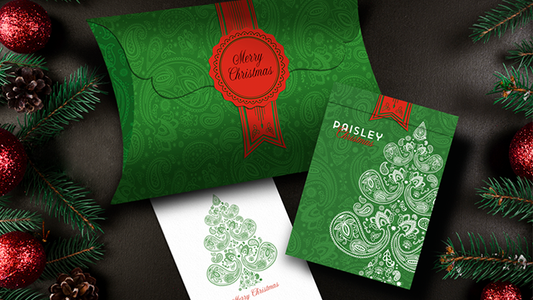 Paisley Metallic Green Christmas Playing Cards by Dutch Card House Company